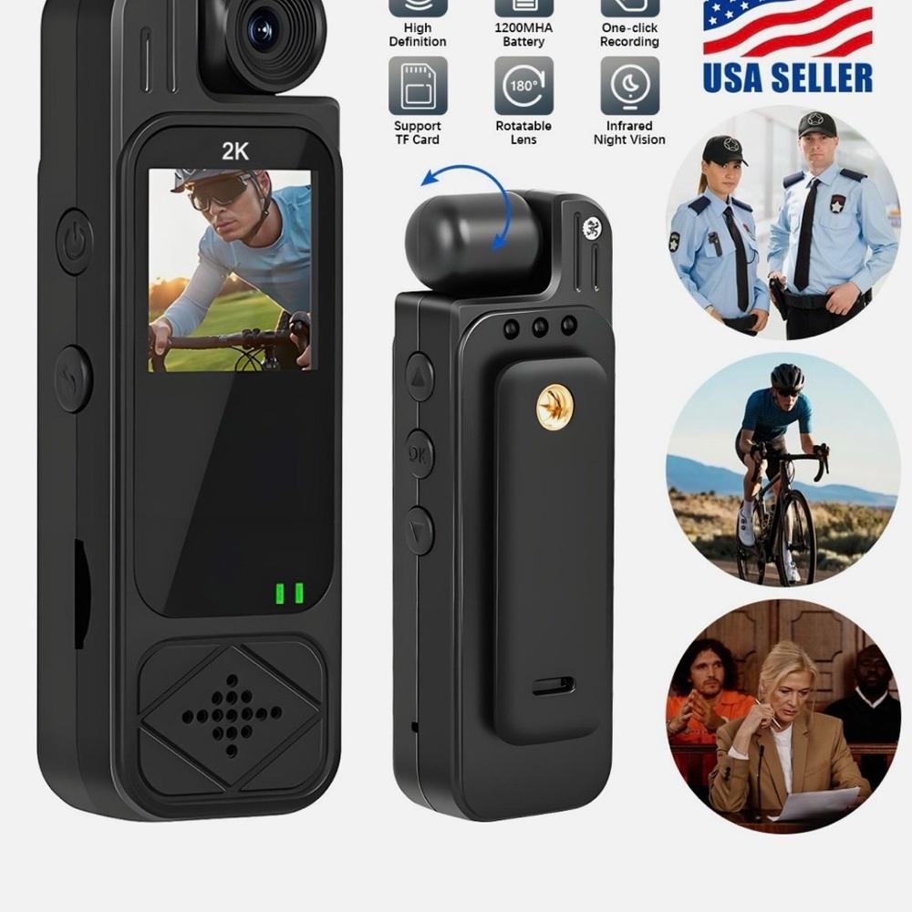 2K Mini Body Camera – Black Compact Action Recorder
